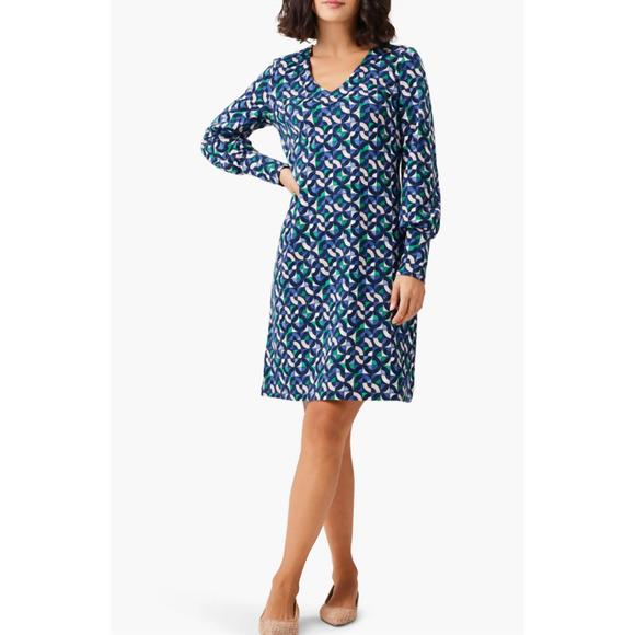 NEW NIC + ZOE geo waves dress in blue multi